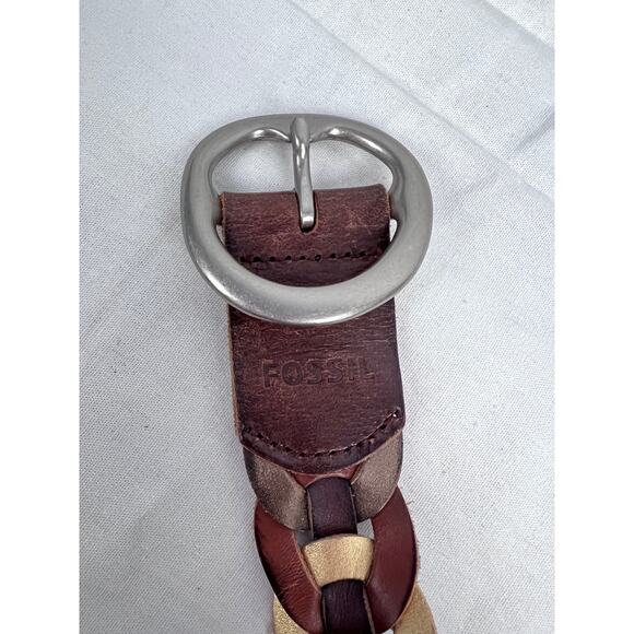 Fossil Belt Daisy Chain Linked Leather Boho Chic Western Equestrian Fall Casual - Picture 6 of 8